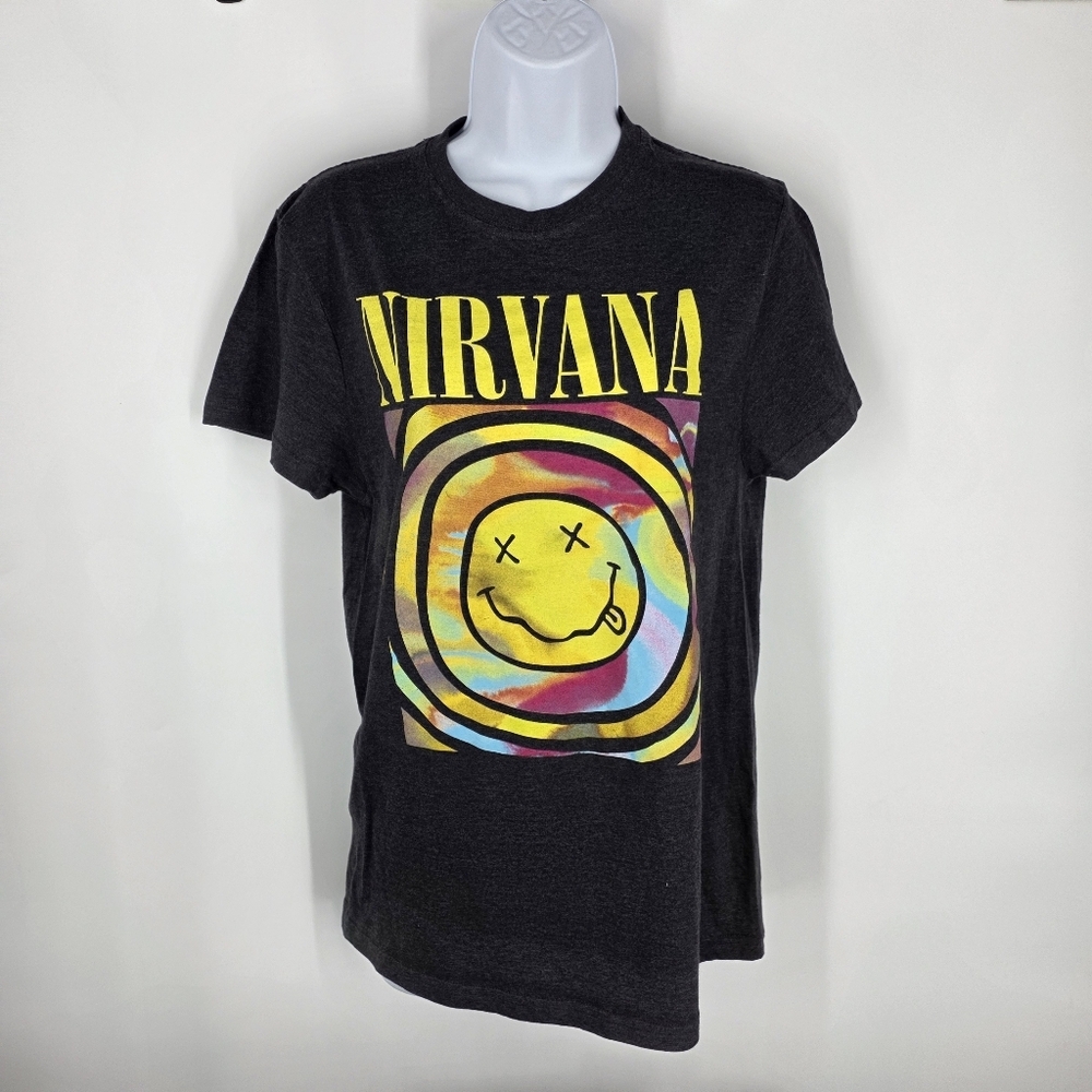 Nirvana Smiley Face Psychedelic T-Shirt Medium Short Sleeve